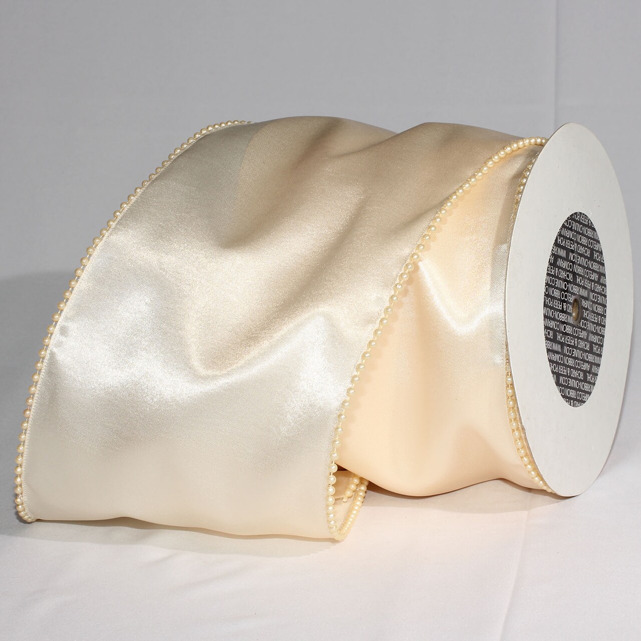 The Ribbon People Ivory Pearl Edge Satin Wired Craft Ribbon 6" x 20 Yards